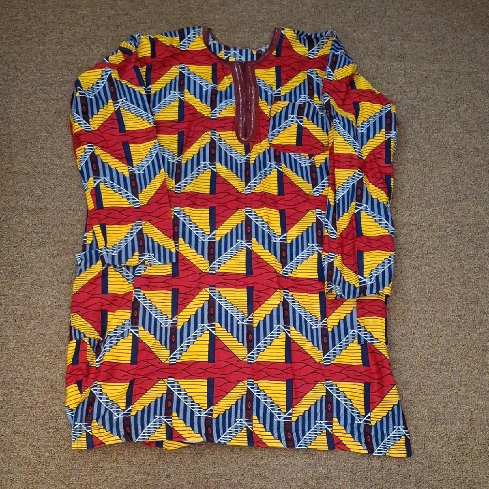 Vlisco African Batik Boho Mens Tunic Top